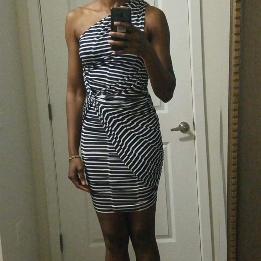 Tart One Shoulder striped Jersey Dress Sz Small - Picture 2 of 4